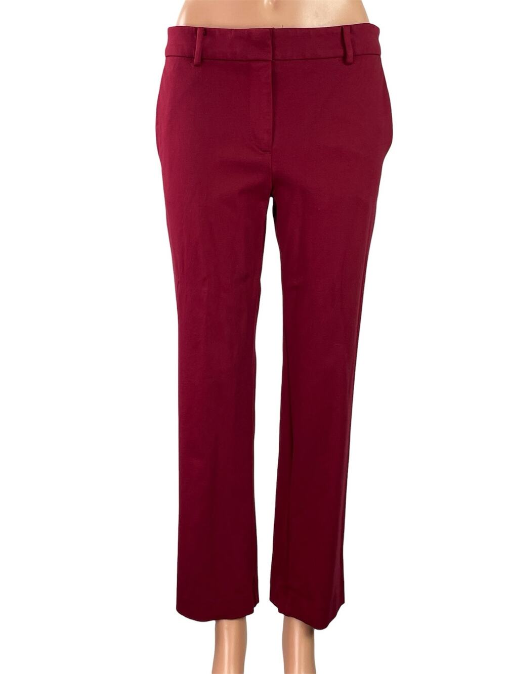 Ann Taylor The Sophia Womens Red Maroon Mid Rise Tailored Trouser Dress Pants 6P